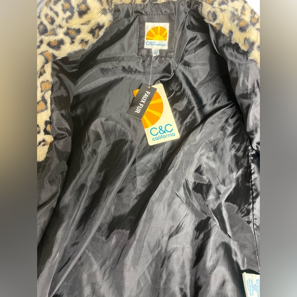 NWT C&C California Faux Fur Moto Jacket Women’s Size Large - Picture 4 of 4